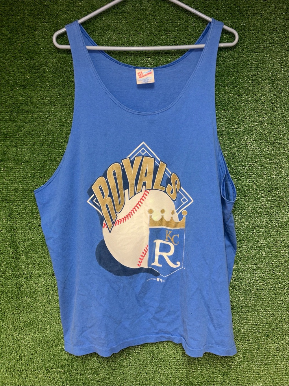 Kansas City Royals Vintage 90s Blue Tank Top Shirt XL Hanes tag MLB KC Summer